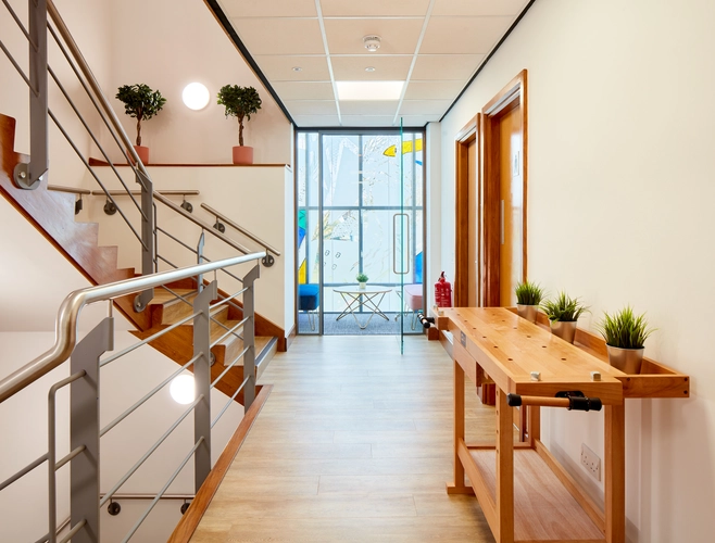 Breakout Space and stairway at 15 Neptune Court in Cardiff