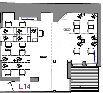 Floor plan of full time office workspace in 58 Grosvenor Street