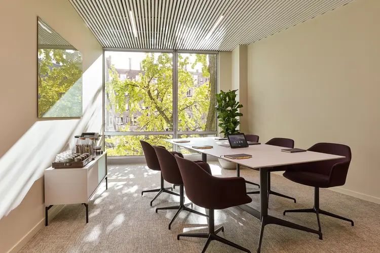 An office with natural light.