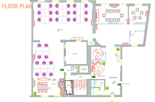 Floor plan of full time office workspace in Base 20 Grosvenor Place