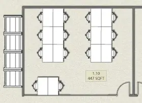 Floor plan of full time office workspace in Studio Y