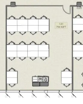 Floor plan of full time office workspace in Studio Y