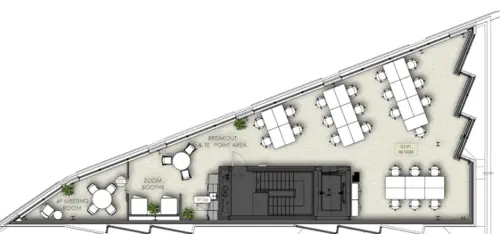 Floor plan of full time office workspace in The Gatehouse