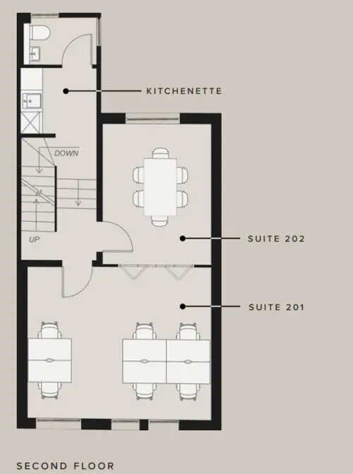Floor plan of full time office workspace in 5 Margaret Street