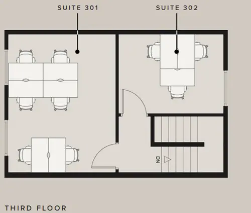 Floor plan of full time office workspace in 6 Dorset Street