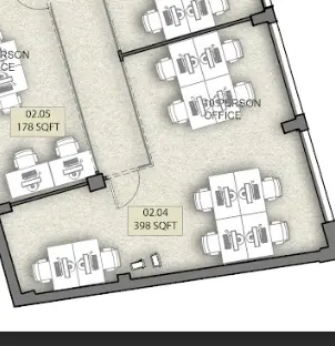 Floor plan of full time office workspace in Beton