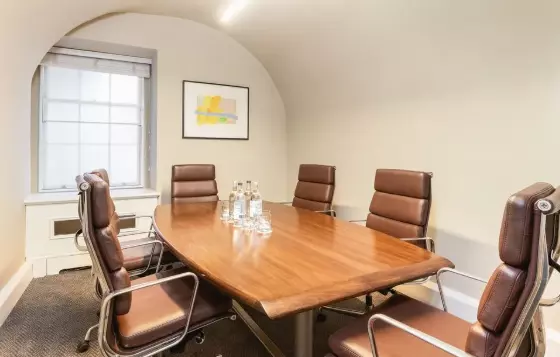 An office with beautiful meeting rooms.