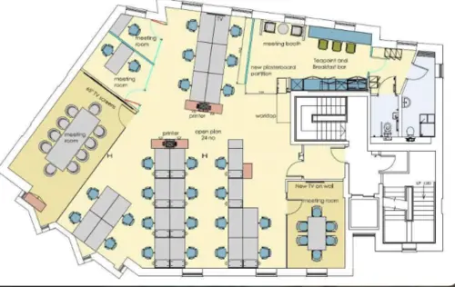 Floor plan of full time office workspace in Trident House, 46 48 Webber Street