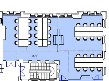 Floor plan of full time office workspace in Walworth Town Hall