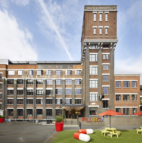 Building exterior of Pill box workspace