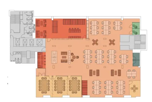 Floor plan of full time office workspace in 26 Finsbury Square