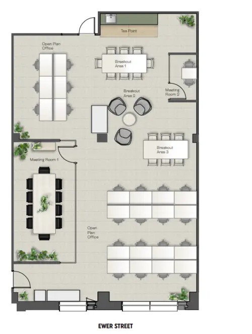 Floor plan of full time office workspace in Crane Building