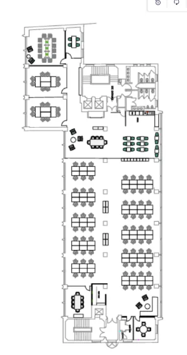 Floor plan of full time office workspace in Unity Chiswell Street