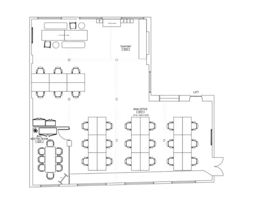 Floor plan of full time office workspace in Albion Mills