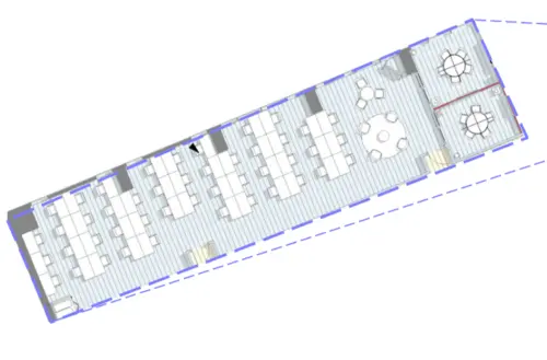 Floor plan of full time office workspace in Aviation House