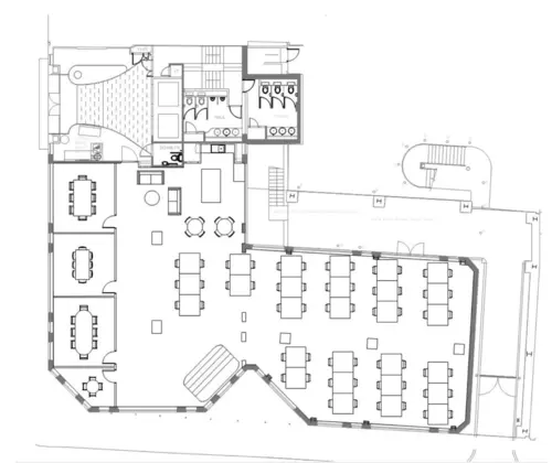 Floor plan of full time office workspace in 43 Worship Street