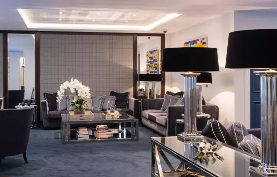 An office space with couches.