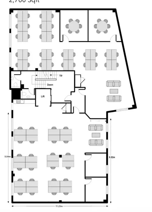 Floor plan of full time office workspace in Proper Office   Rivington St