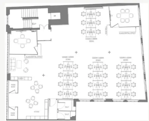Floor plan of full time office workspace in Ironmonger Row