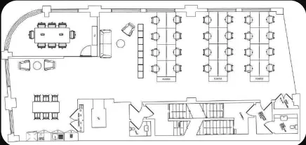 Floor plan of full time office workspace in Workplace+ Pinnacle House