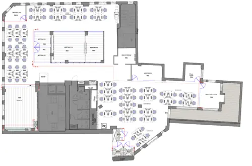 Floor plan of full time office workspace in Tower House