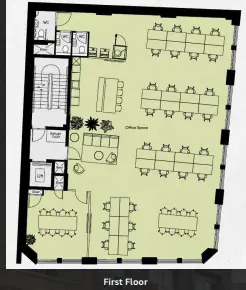 Floor plan of full time office workspace in The Risborough, 17-21 Risborough Street