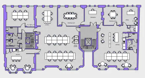 Floor plan of full time office workspace in Gpe 170 Piccadilly