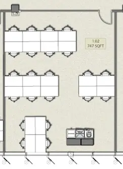 Floor plan of full time office workspace in Studio Y