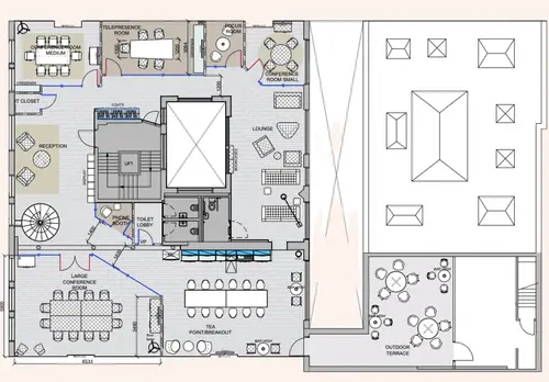 Floor plan of full time office workspace in Base 36-38 Hatton Garden