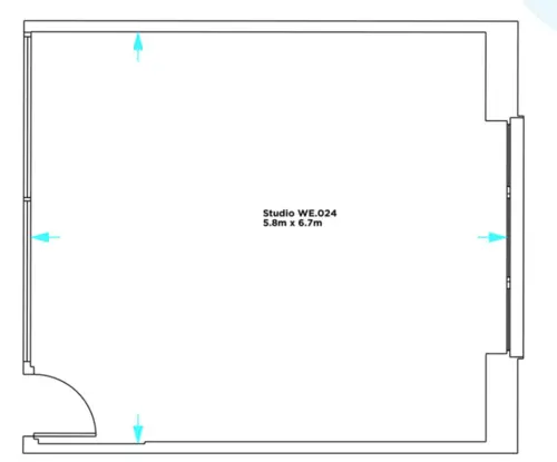 Floor plan of full time office workspace in Westbourne Studios