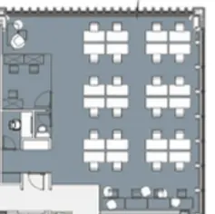 Floor plan of full time office workspace in Industrious at 70 St Mary Axe