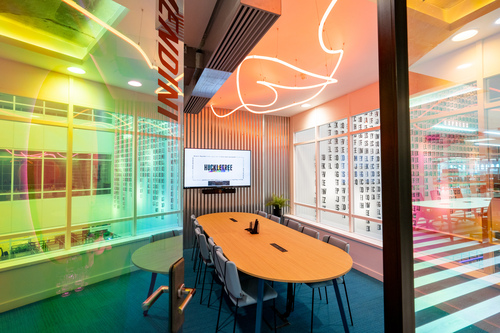 Meeting room at Huckletree Ancoats, Manchester