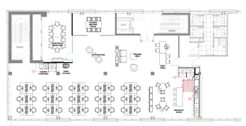 Floor plan of full time office workspace in 12 Bermondsey Square