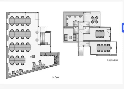 Floor plan of full time office workspace in Hanbury Street
