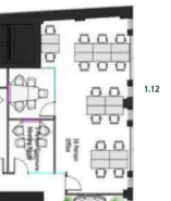 Floor plan of full time office workspace in Industrious 24 Chiswell Street