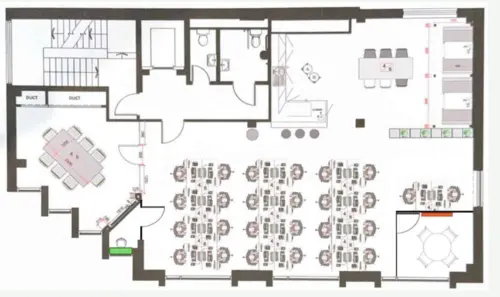 Floor plan of full time office workspace in 11 15 Borough High Street