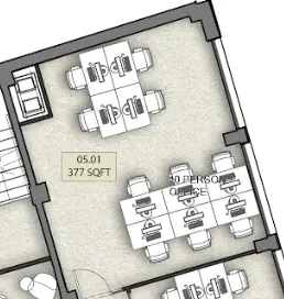 Floor plan of full time office workspace in Beton