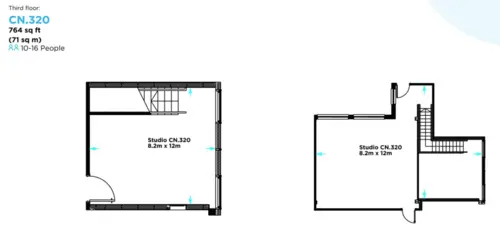 Floor plan of full time office workspace in Canalot studios