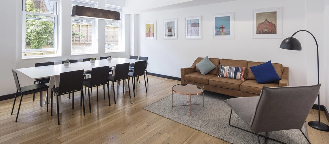 Coworking area and breakout space in The Shepherds Building