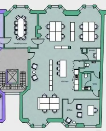 Floor plan of full time office workspace in 170 Piccadilly
