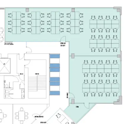 Floor plan of full time office workspace in Unity Tower Hill 