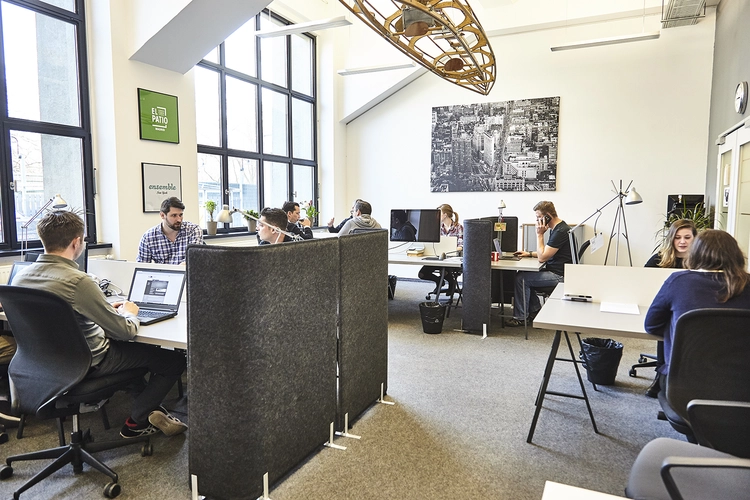 Coworking area at b+ office Berlin 