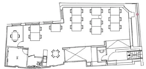 Floor plan of full time office workspace in Porters Place