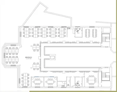 Floor plan of full time office workspace in Unity Borough