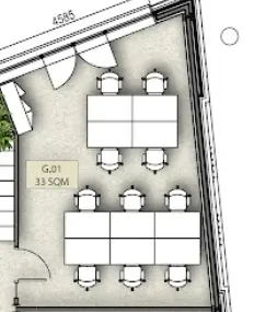 Floor plan of full time office workspace in The Gatehouse