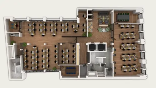 Floor plan of full time office workspace in Mindspace Churchill House