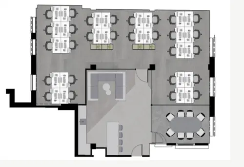 Floor plan of full time office workspace in 21a John Street