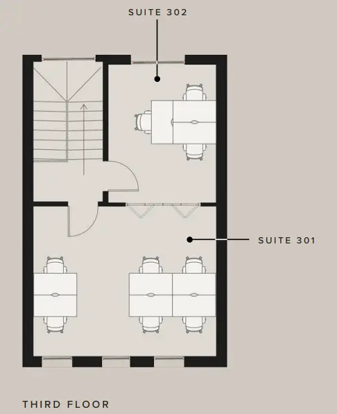 Floor plan of full time office workspace in 5 Margaret Street