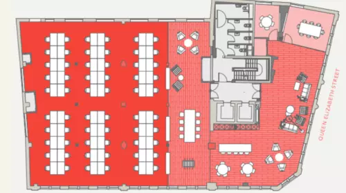 Floor plan of full time office workspace in Goat Yard