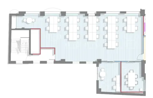 Floor plan of full time office workspace in 77 Leadenhall Street